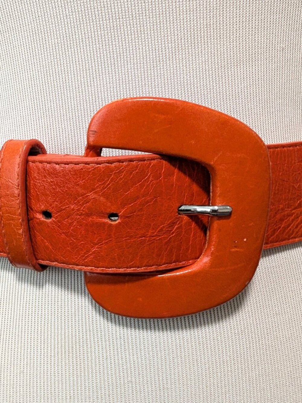 Leatherock Womens Sz 30 Bright Orange Genuine Leather 1.5" Wide Minimalist Belt - Picture 3 of 8